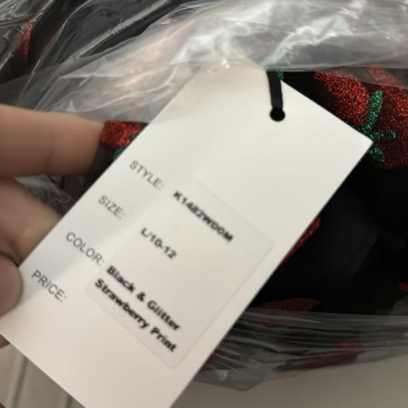 NWT unique vintage pinup glitter strawberry dress sz L - Picture 6 of 6